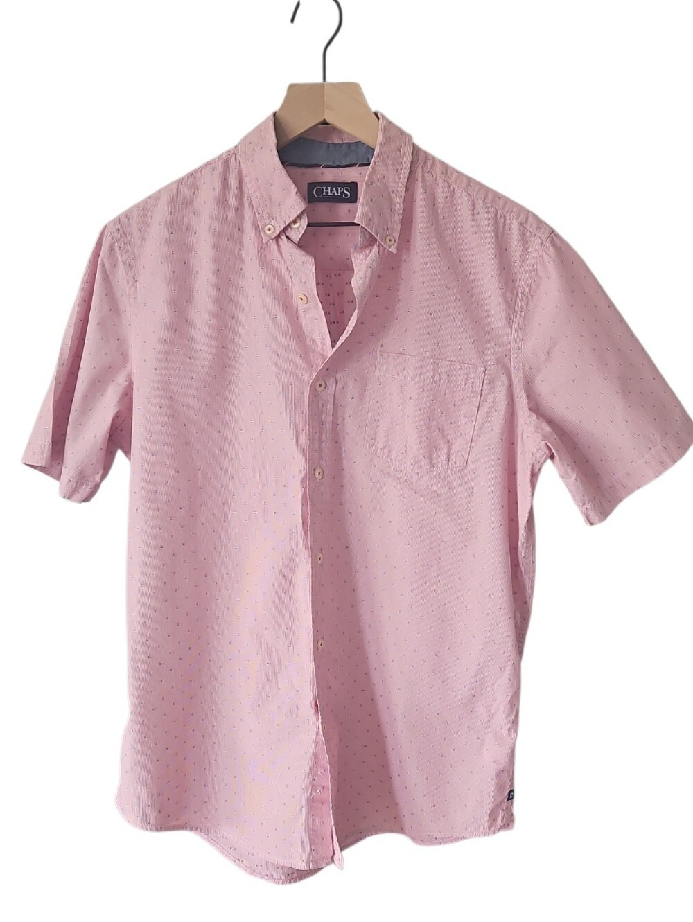 Chaps Men’s Light Pink Short-Sleeve Button-Down Shirt Size Medium